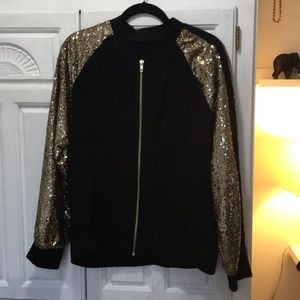 Sequin Sleeve Bomber